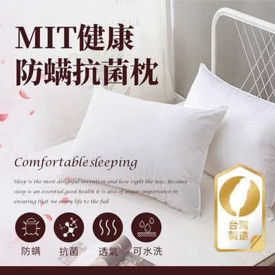 MIT台灣製健康防螨抗菌舒眠枕頭(單件)
